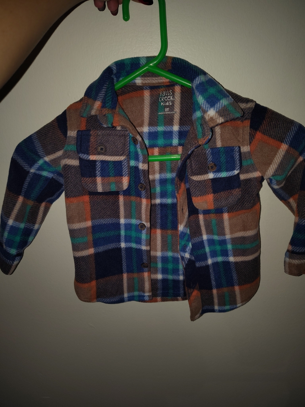Falls Creek Kids Plaid Button Down Shirt - Blue, Brown, Orange, Green